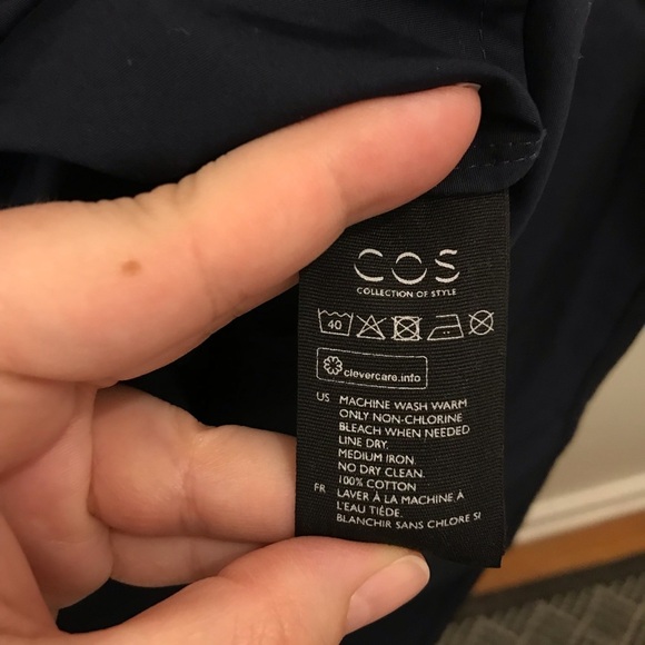 COS Peplum Eyelet Dress 2 cotton navy blue short sleeves knee length - Picture 9 of 10